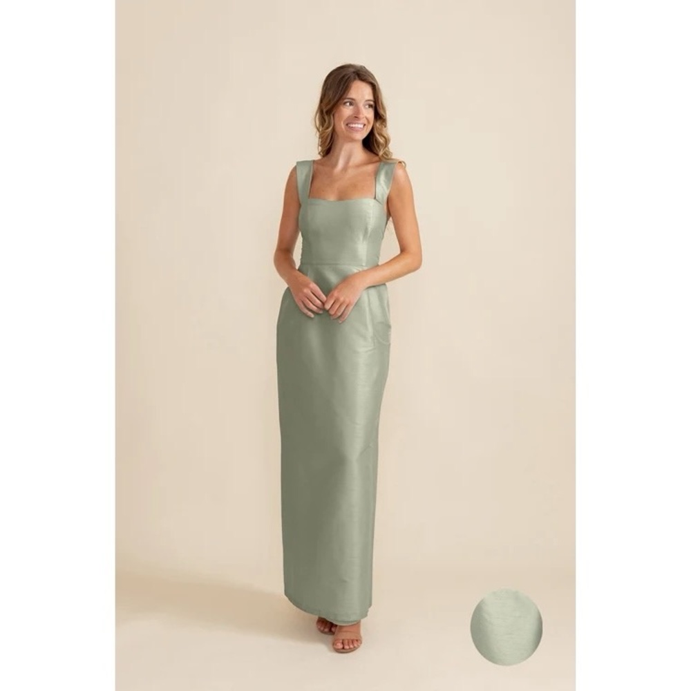 Lula Kate Beckett Floor Length Bridesmaid Dress Brunch Skirt Sage Green Size 0